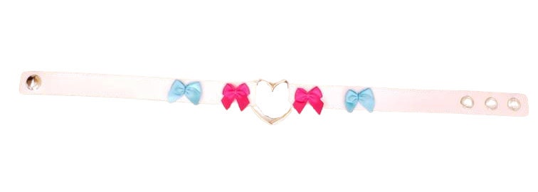 White Heart Choker, Adjustable Pet Play Heart Collar, Sexy Soft PU Leather DDLG Collar | Vixen's Hidden Desires