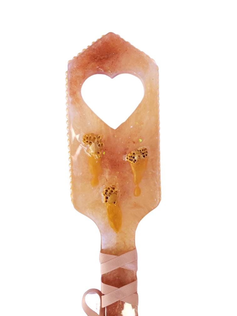 Honey Bee Spanking Paddle - Unique Kawaii BDSM Epoxy Resin Paddle for Spanking & Wall Decor | Adult Dungeon and Playroom Cute Accessories
