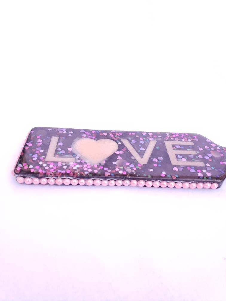Roses and Love Resin Spanking Paddle, BDSM Epoxy Resin Paddle | Vixen's Hidden Desires