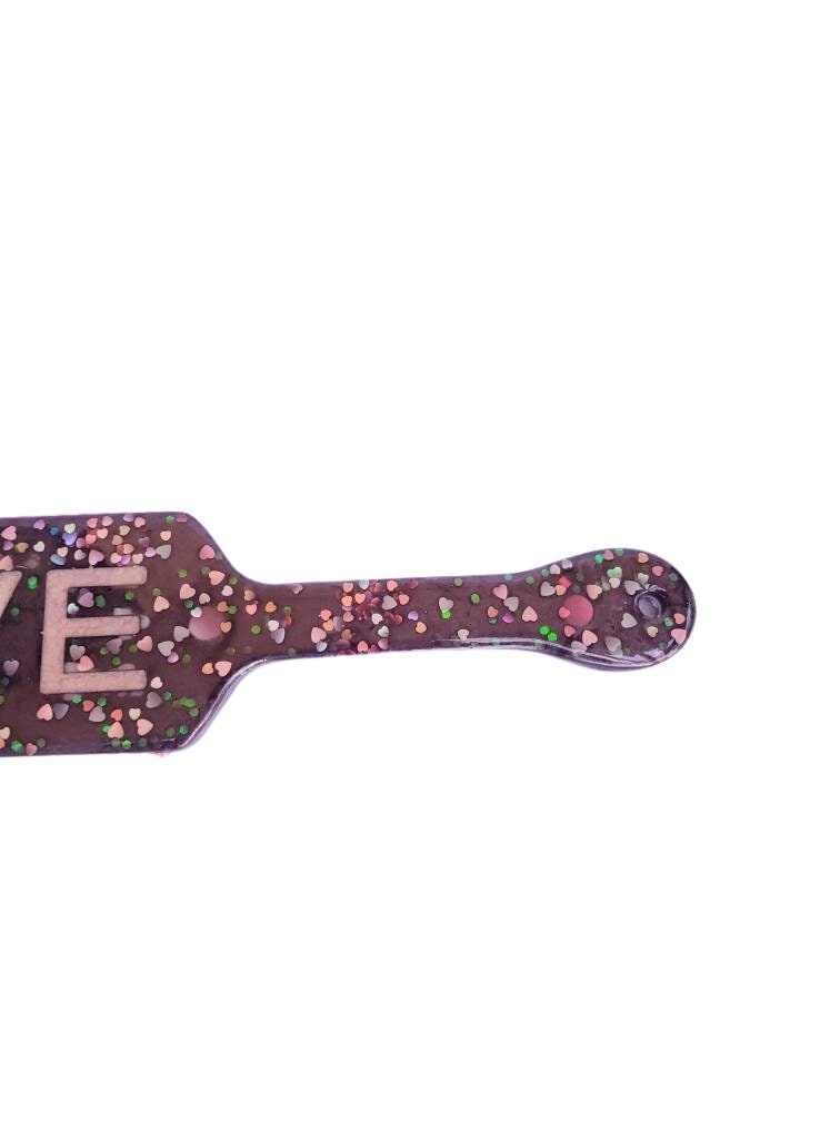 Roses and Love Resin Spanking Paddle, BDSM Epoxy Resin Paddle | Vixen's Hidden Desires