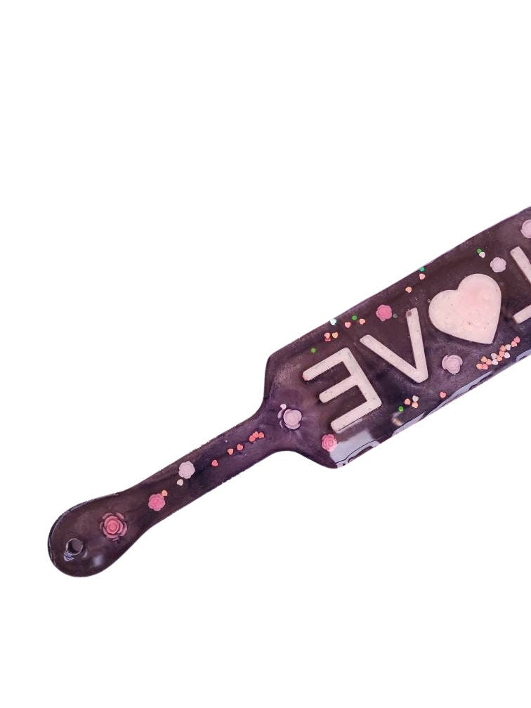 Roses and Love Resin Spanking Paddle, BDSM Epoxy Resin Paddle | Vixen's Hidden Desires