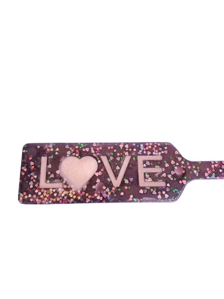 Roses and Love Resin Spanking Paddle, BDSM Epoxy Resin Paddle | Vixen's Hidden Desires