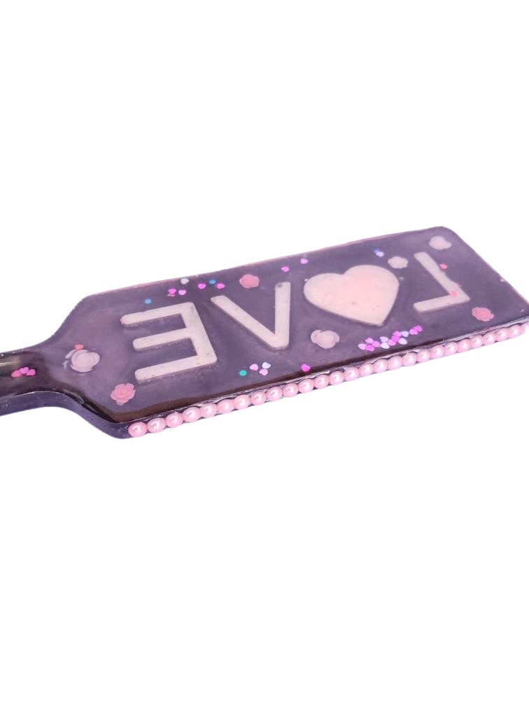 Roses and Love Resin Spanking Paddle, BDSM Epoxy Resin Paddle | Vixen's Hidden Desires