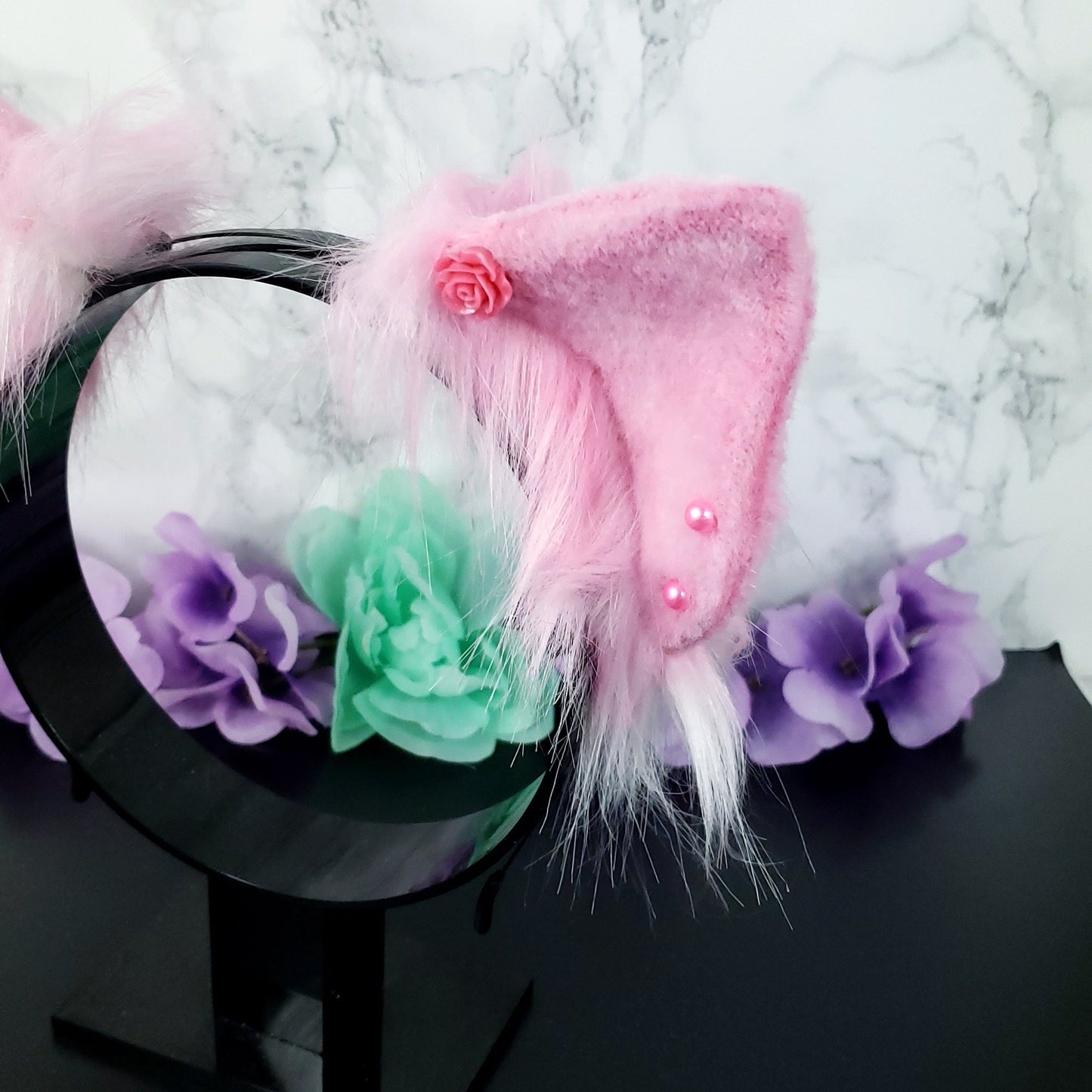 Rose Pink Deco Pig Ears Headband