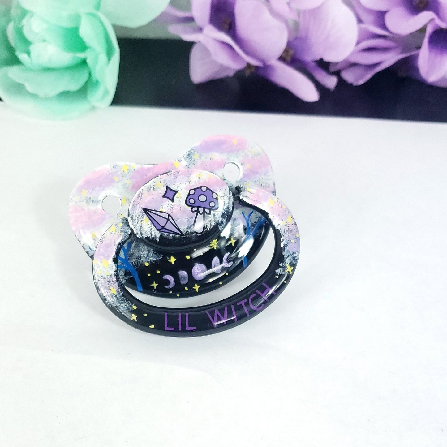 Hand Painted Adult Pacifier - Celestial Witch