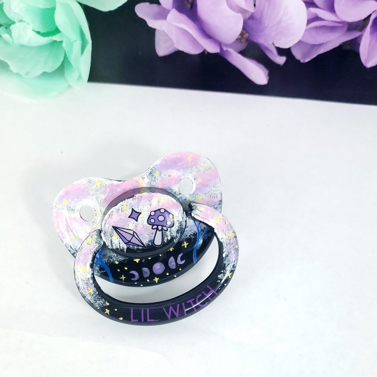 Hand Painted Adult Pacifier - Celestial Witch