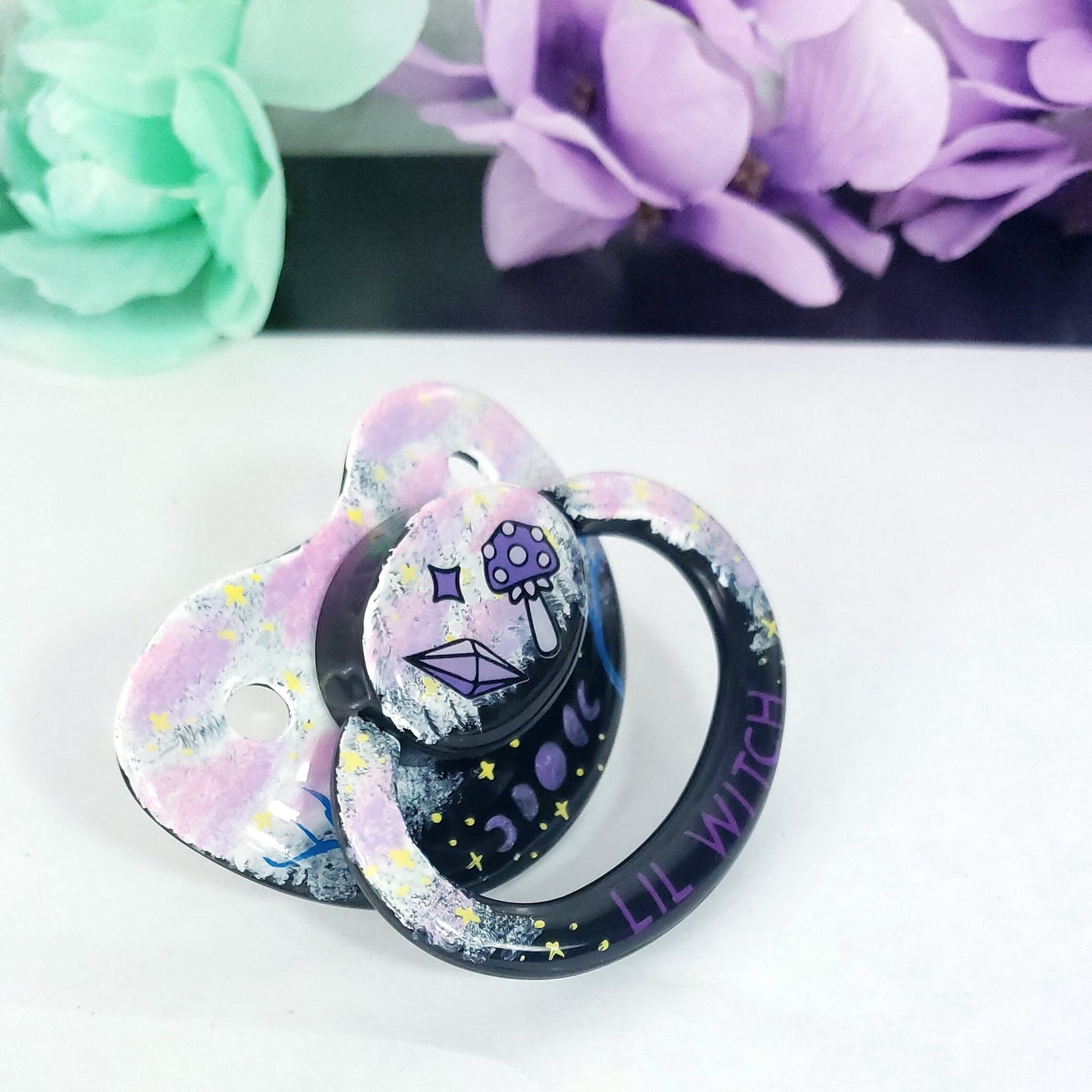 Hand Painted Adult Pacifier - Celestial Witch
