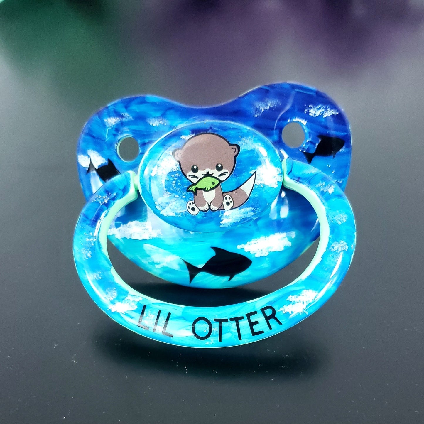 Hand painted Adult Pacifier - Otter