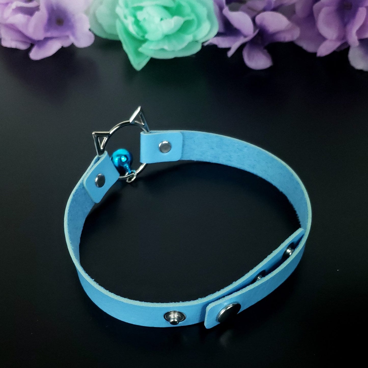 Bell Kitten Pet Play Collar - Blue