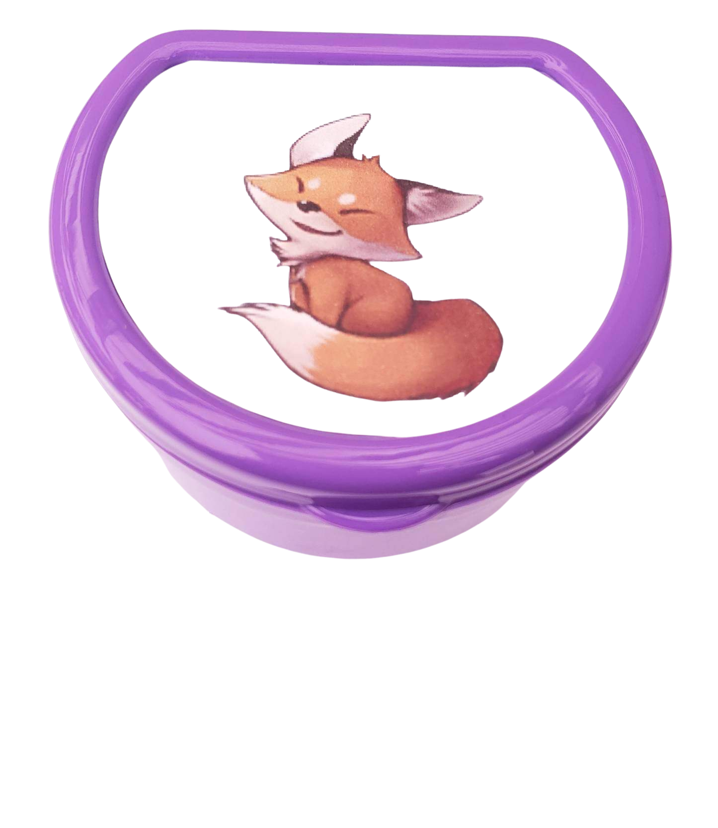 Adult pacifier case featuring a cute smiling fox design, perfect for storing and protecting pacifiers with a playful and charming touch.