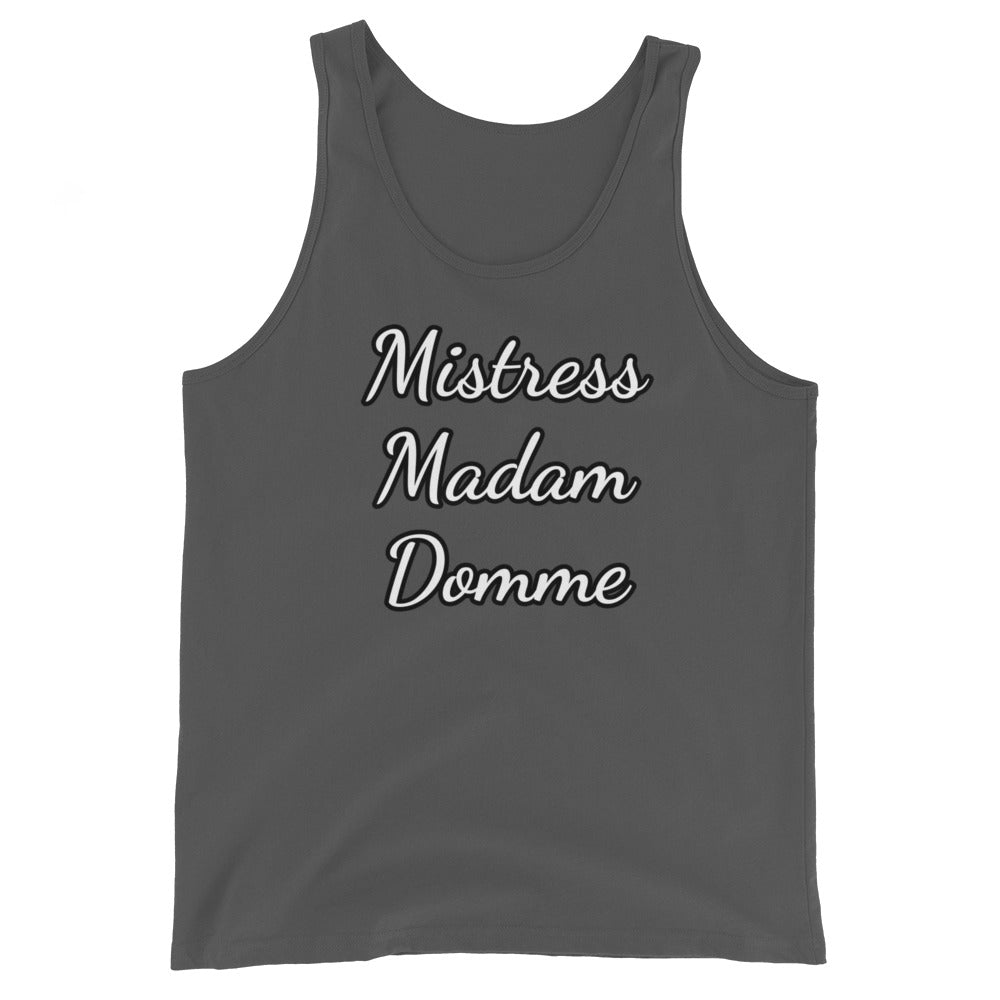 Mistress Madam, Domme Unisex Tank Top | Vixen's Hidden Desires