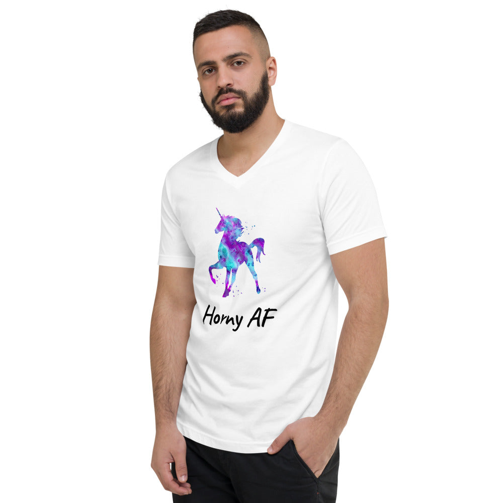 Horny AF Unisex Short Sleeve V-Neck T-Shirt | Vixen's Hidden Desires