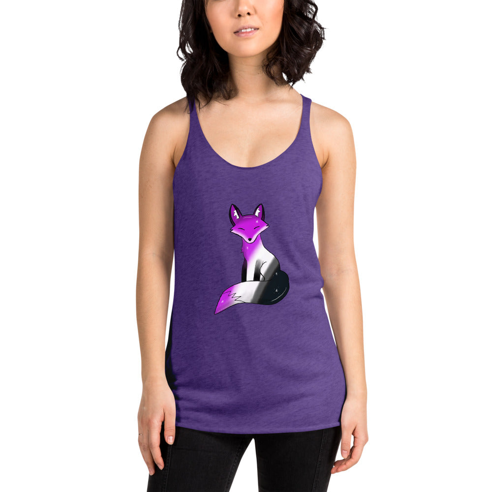 Asexual Pride, Galaxy Fox Women's Racerback Tank | Vixen's Hidden Desires