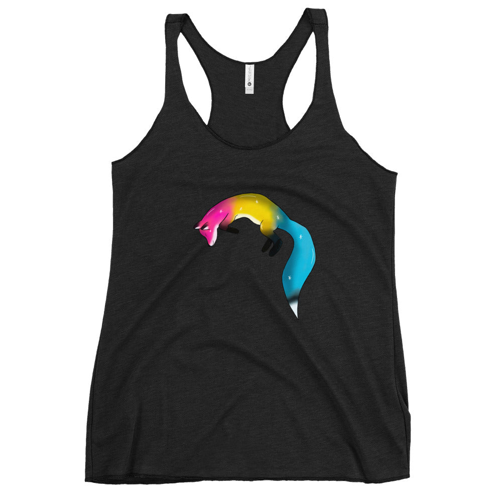Pansexual Pride, Galaxy Fox Women's Racerback Tank | Vixen's Hidden Desires