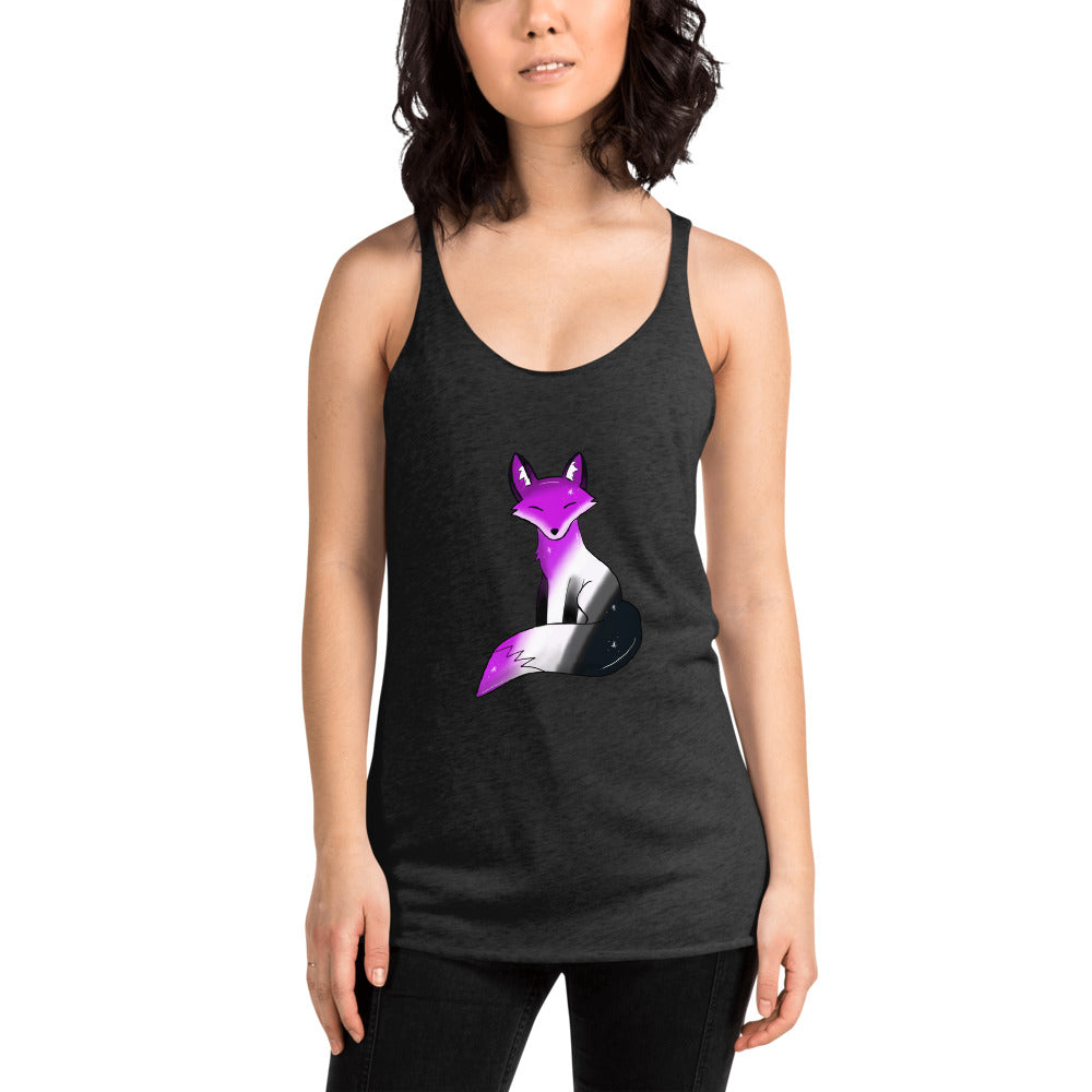 Asexual Pride, Galaxy Fox Women's Racerback Tank | Vixen's Hidden Desires