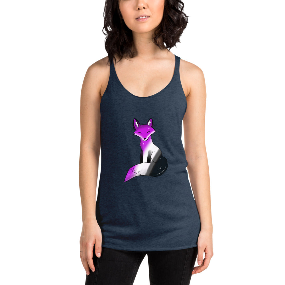 Asexual Pride, Galaxy Fox Women's Racerback Tank | Vixen's Hidden Desires