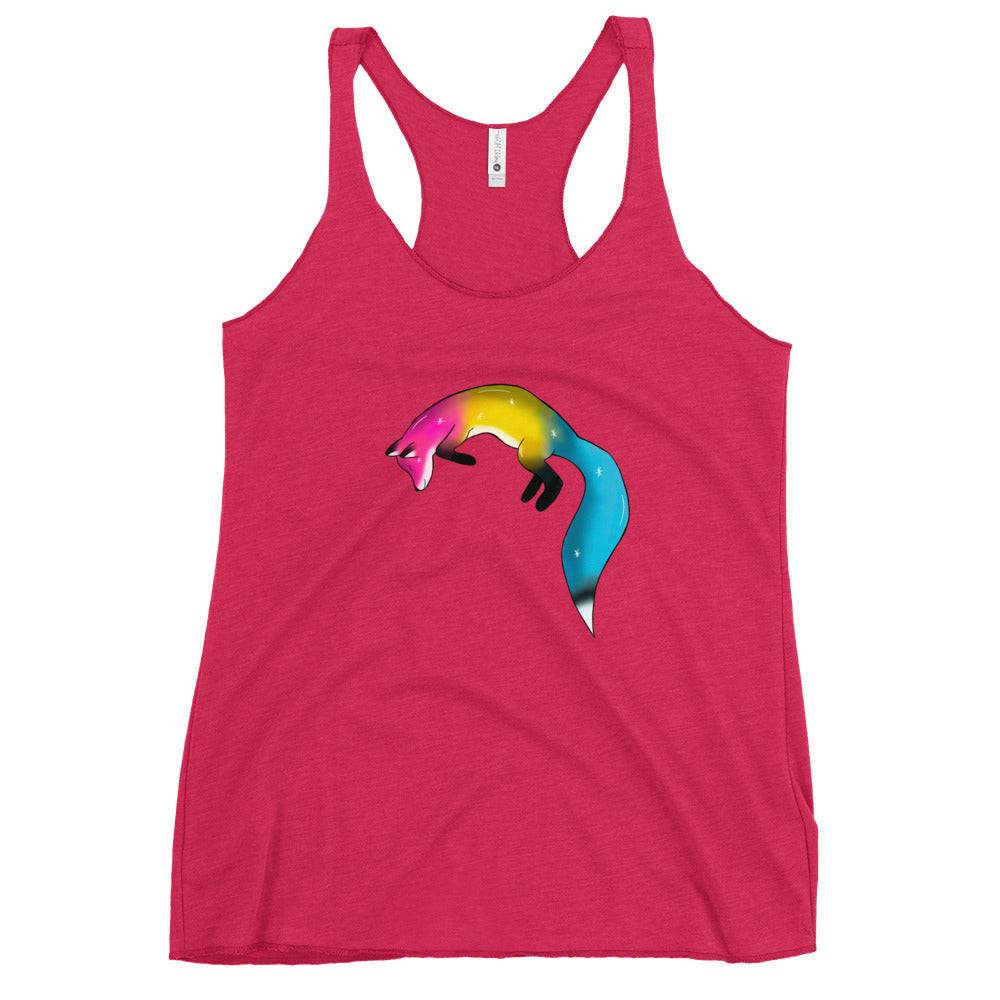 Pansexual Pride, Galaxy Fox Women's Racerback Tank | Vixen's Hidden Desires