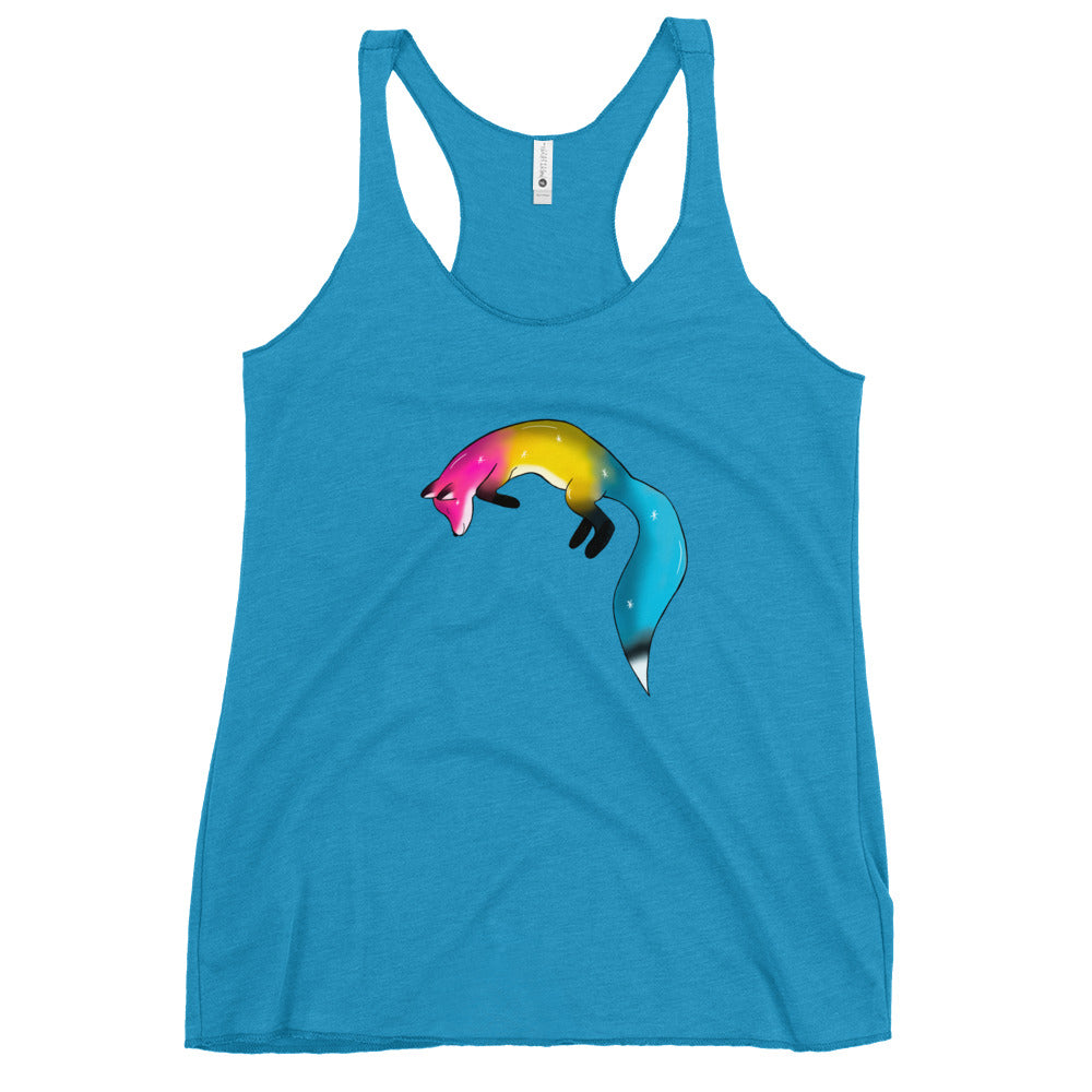 Pansexual Pride, Galaxy Fox Women's Racerback Tank | Vixen's Hidden Desires