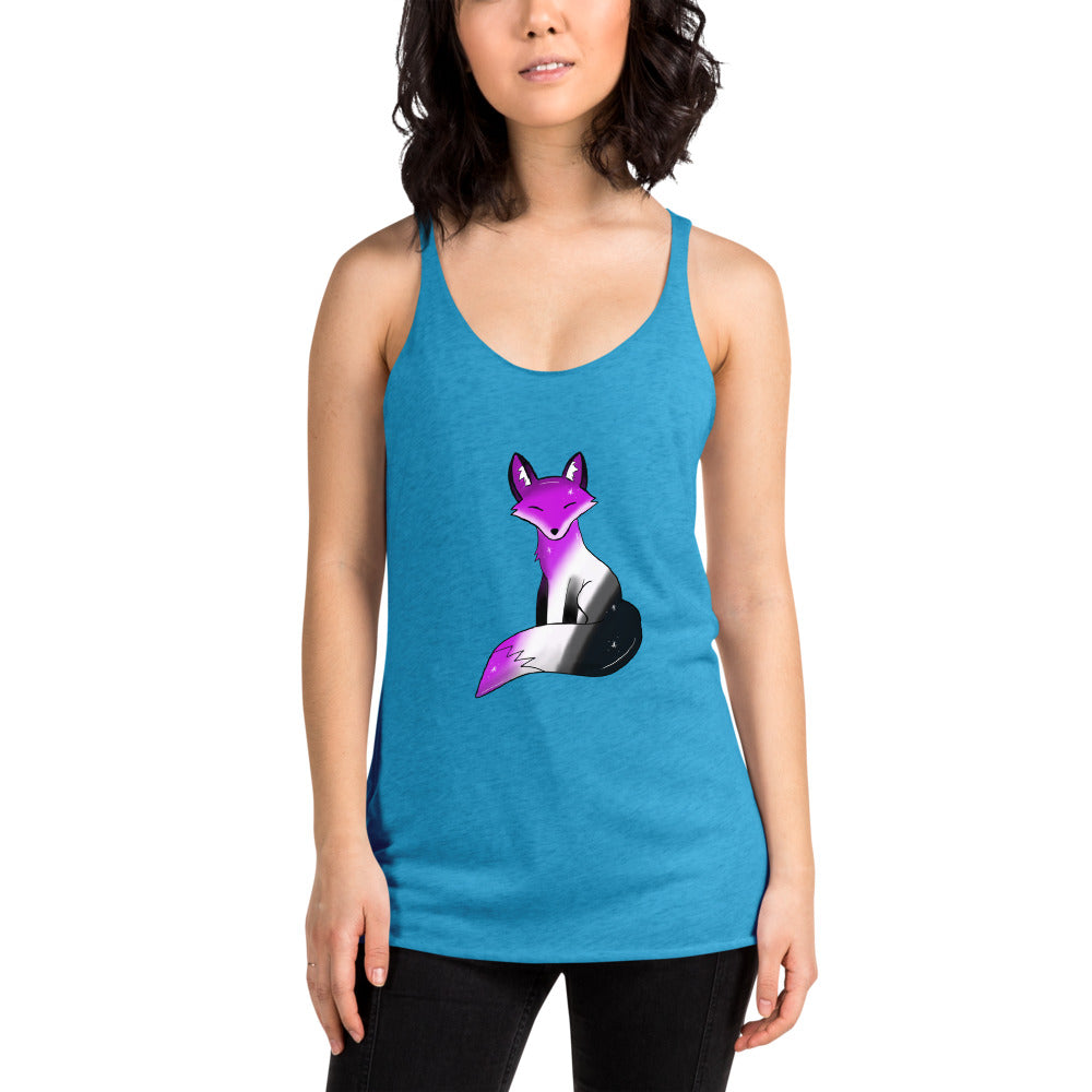 Asexual Pride, Galaxy Fox Women's Racerback Tank | Vixen's Hidden Desires