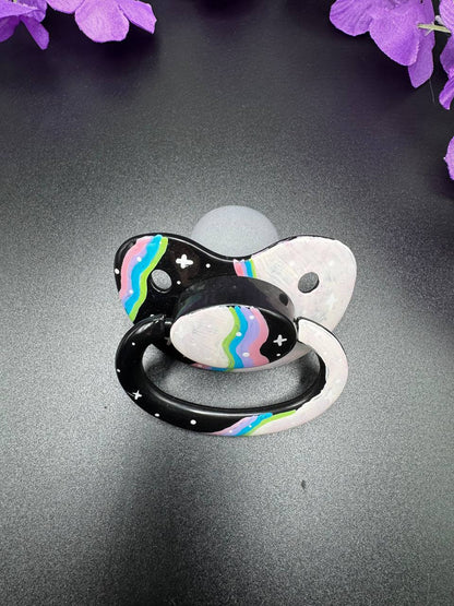 Hand Painted Adult Pacifier - Retro Galaxy