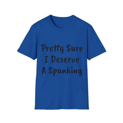 BDSM T-Shirt - Funny Naughty Tee - Pretty Sure I Deserve A Spanking Unisex Softstyle T-Shirt