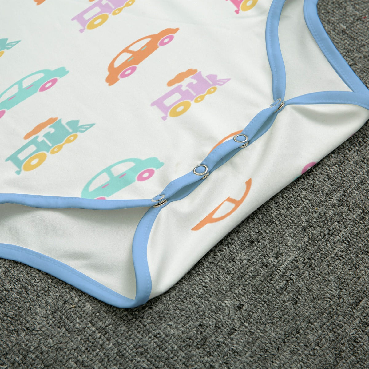 Pastel Cars & Trains Short Sleeve CuddleSuit