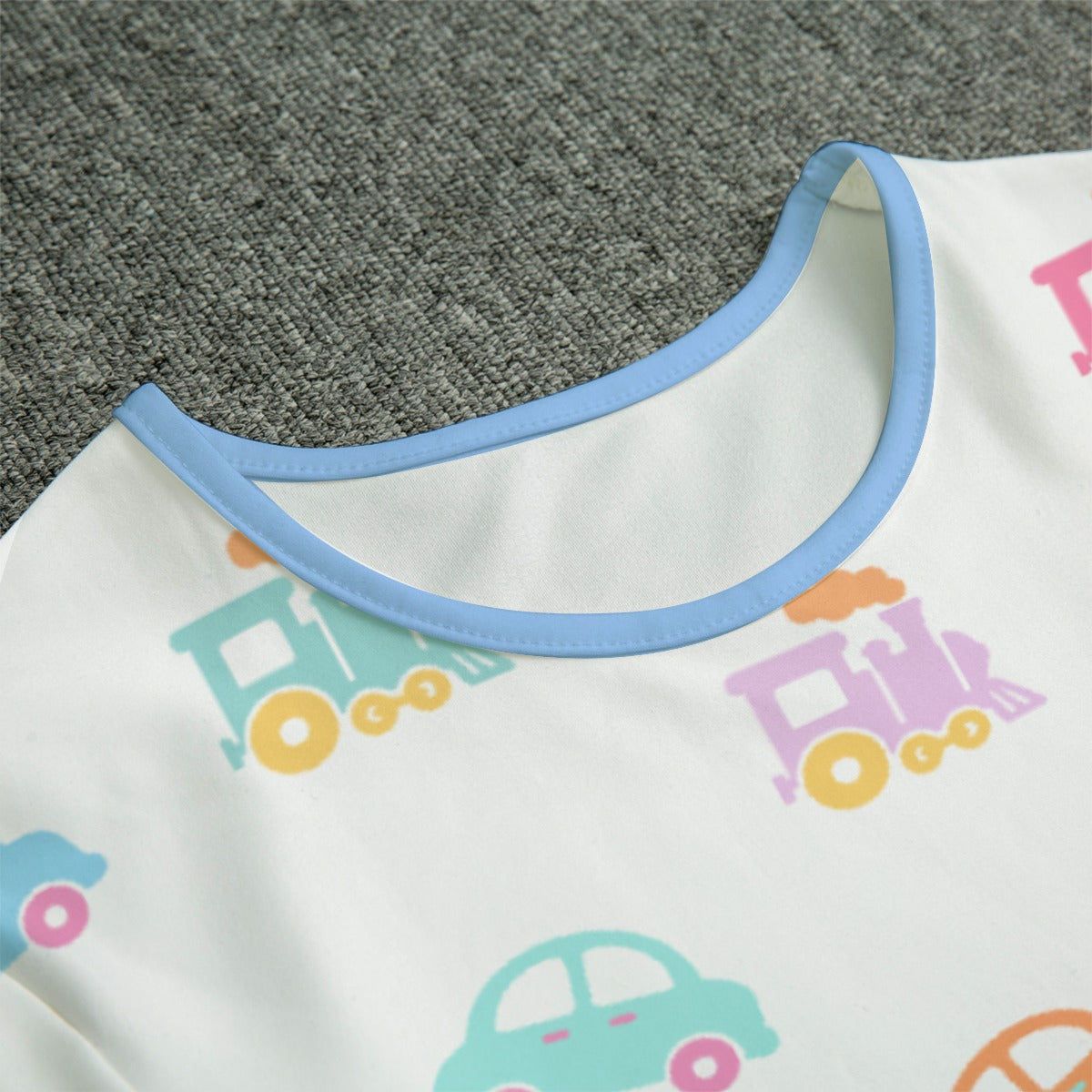 Pastel Cars & Trains Short Sleeve CuddleSuit