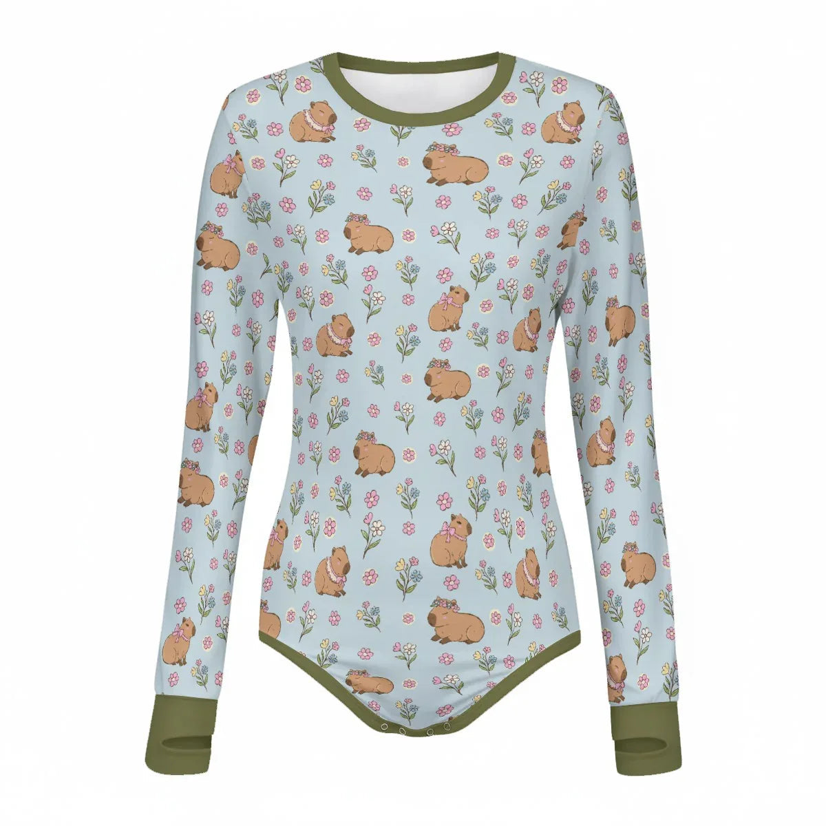 Sweet Meadow Capybara Long Sleeve CuddleSuit