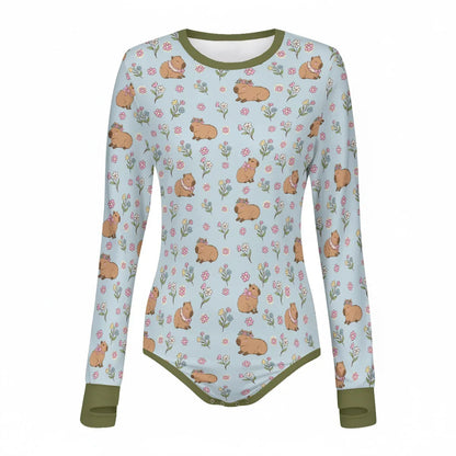 Sweet Meadow Capybara Long Sleeve CuddleSuit
