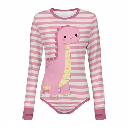 Pink Dino Snuggle Long Sleeve CuddleSuit