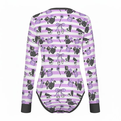 Spooky Kitty Long Sleeve CuddleSuit
