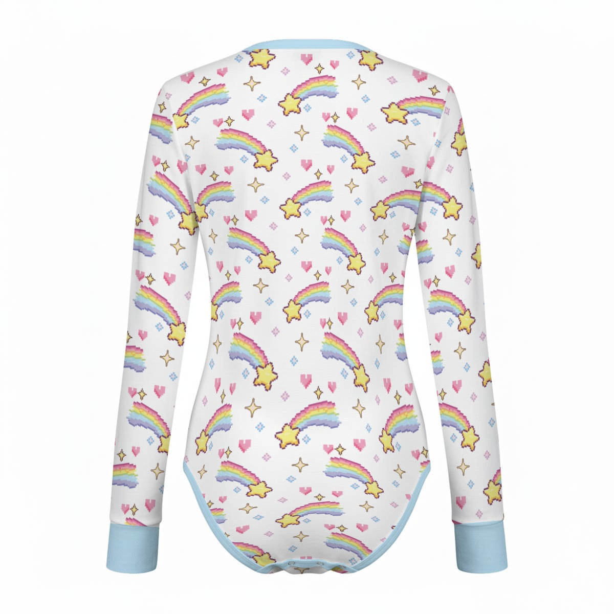 Pixel Rainbow Star Long Sleeve CuddleSuit