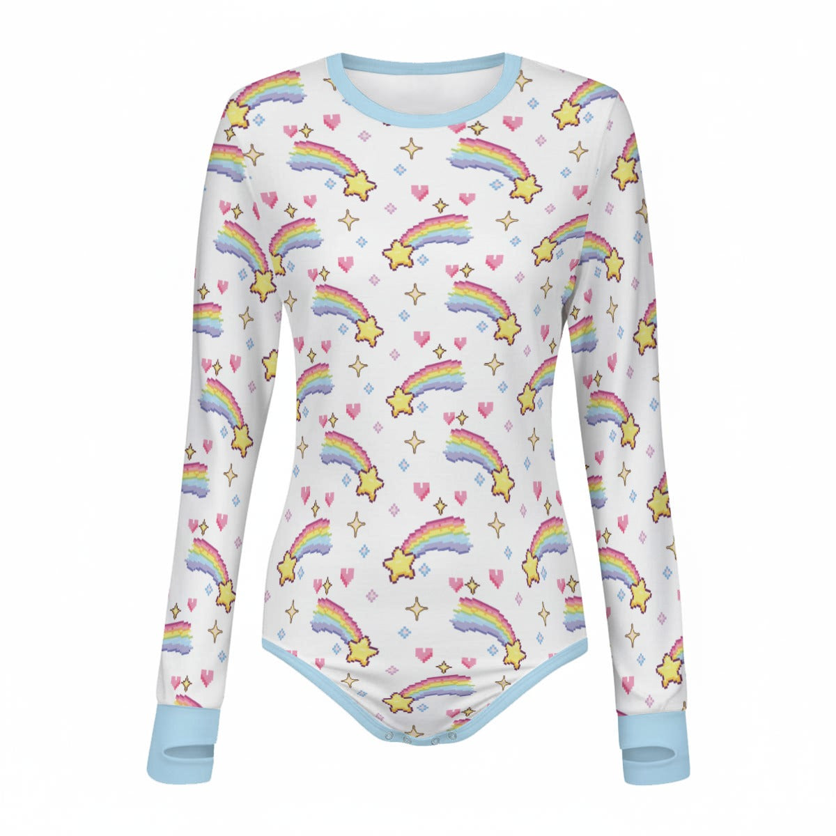 Pixel Rainbow Star Long Sleeve CuddleSuit