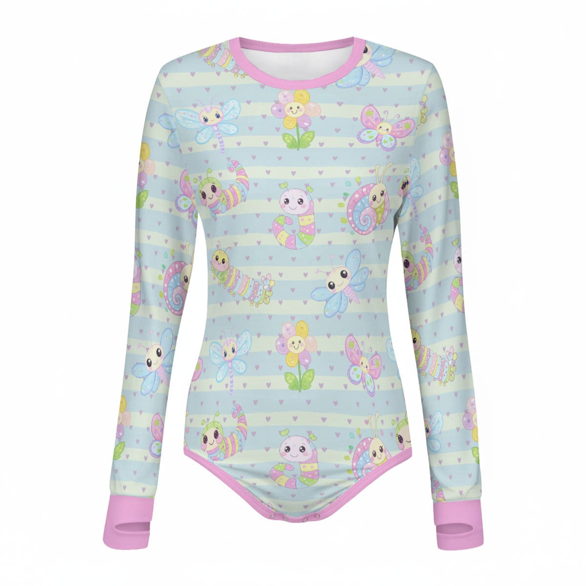 Buggy Blossom Striped Long Sleeve Cuddlesuit