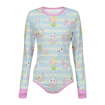 Buggy Blossom Striped Long Sleeve Cuddlesuit