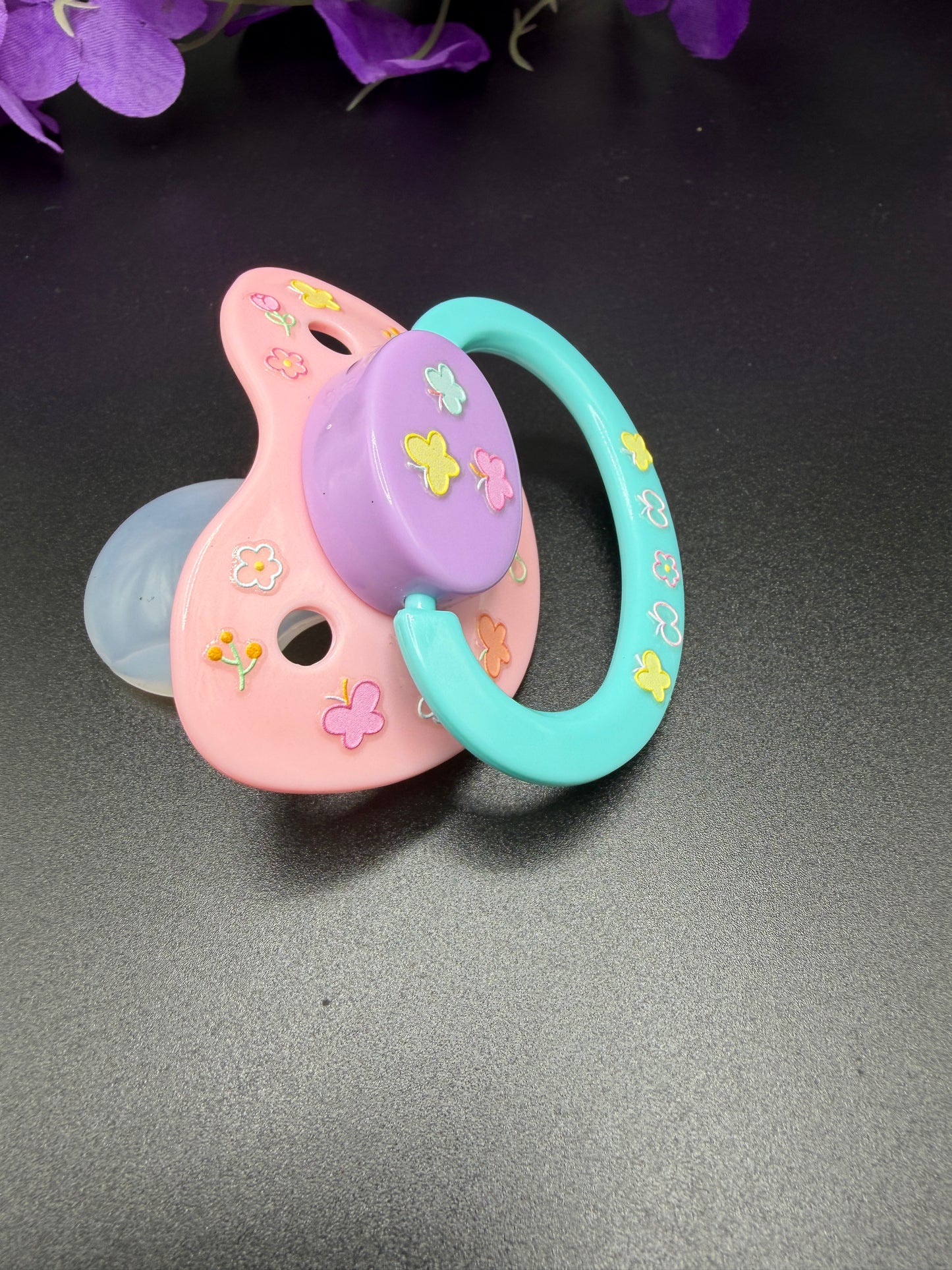 Glow In The Dark Adult Pacifier - Butterflies & Flowers