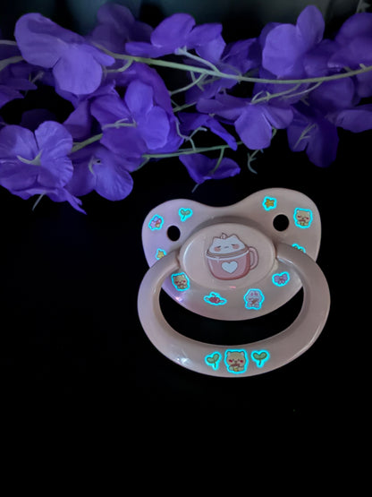 Glow In The Dark Adult Pacifier - Marshmallow Kitten