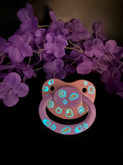 Glow In The Dark Adult Pacifier - Stars and Moon