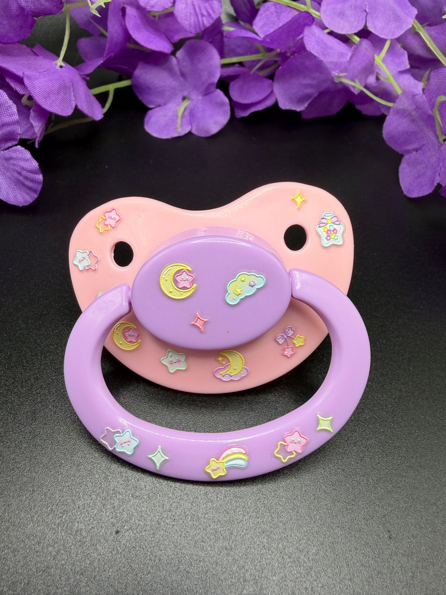 Glow In The Dark Adult Pacifier - Stars and Moon
