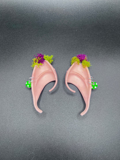 Moss Fantasy Fairy Elf Ears with Mushroom Piercings