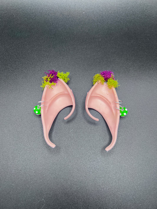 Moss Fantasy Fairy Elf Ears with Mushroom Piercings