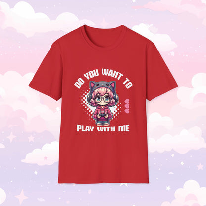 Anime Gamer Girl T-Shirt, Play with Me Shirt