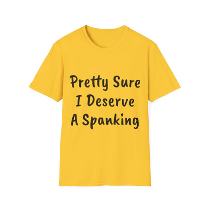 BDSM T-Shirt - Funny Naughty Tee - Pretty Sure I Deserve A Spanking Unisex Softstyle T-Shirt