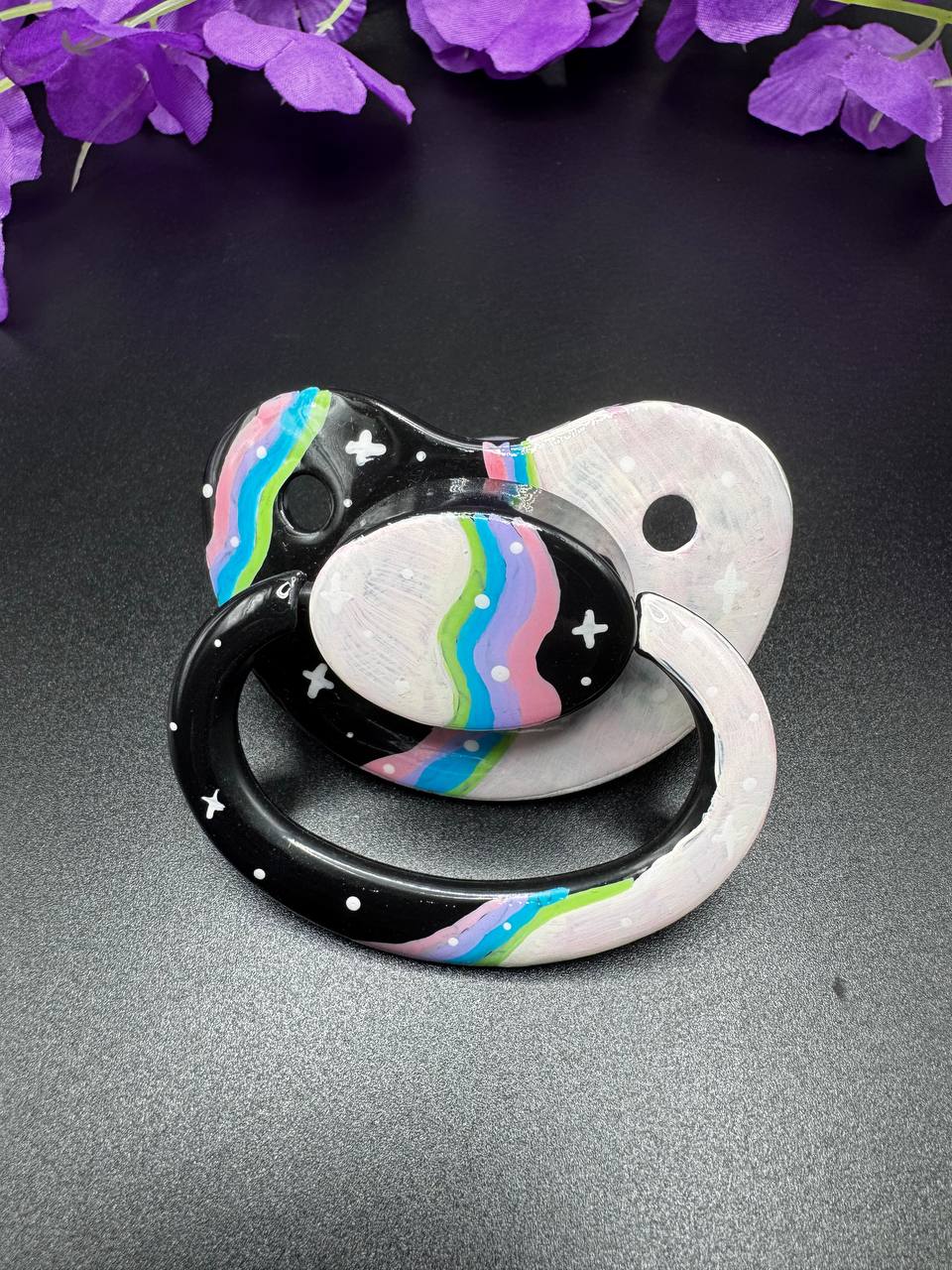 Hand Painted Adult Pacifier - Retro Galaxy