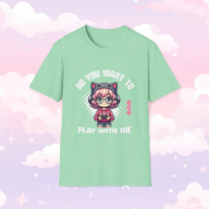 Anime Gamer Girl T-Shirt, Play with Me Shirt