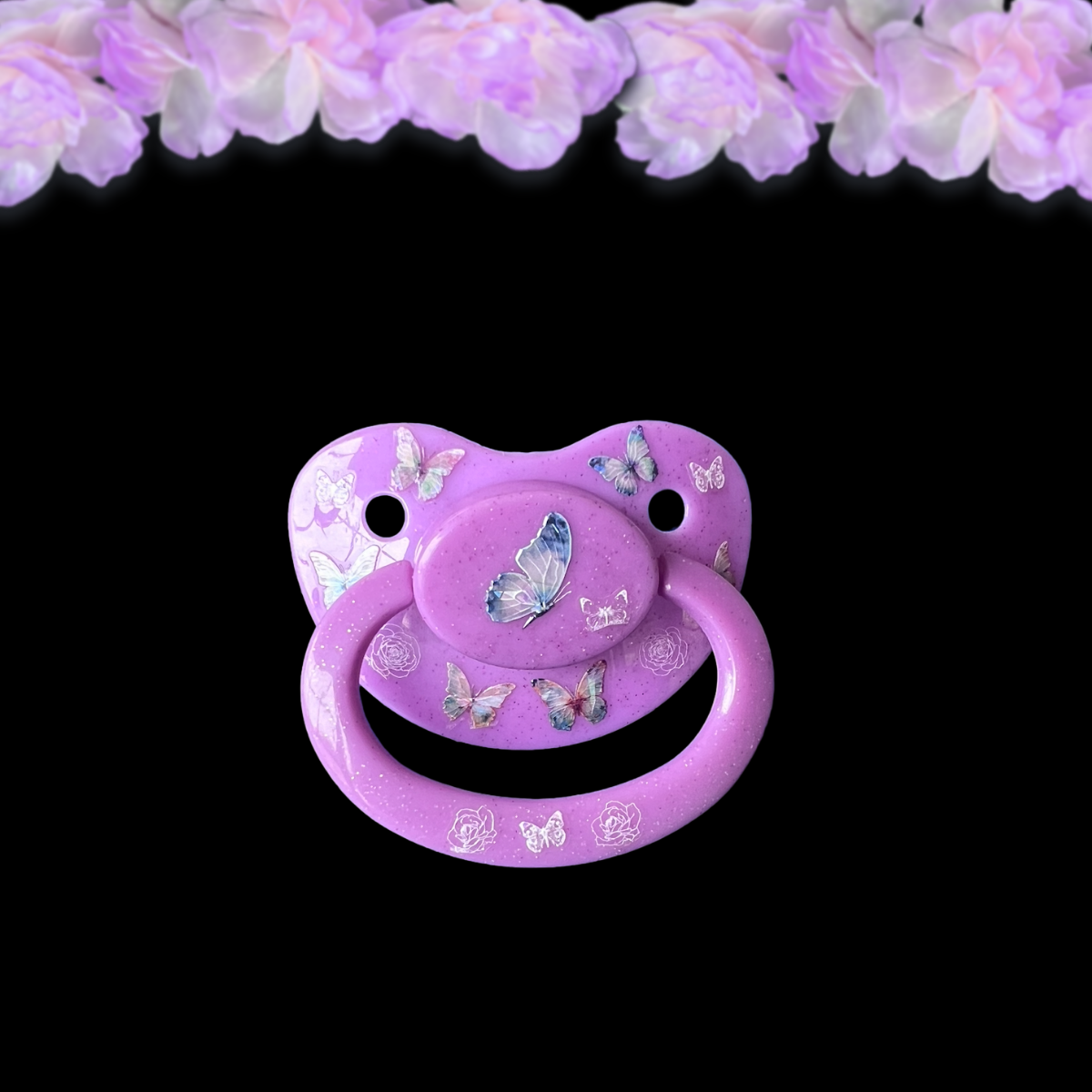 Adult Pacifier - Glitter Butterflies