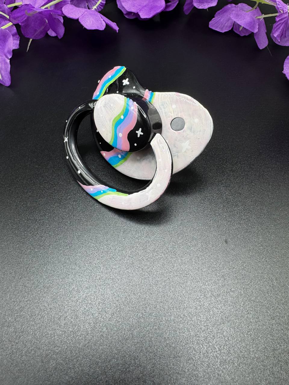 Hand Painted Adult Pacifier - Retro Galaxy