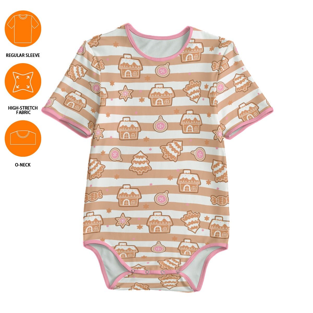 ABDL onesie with gingerbread house pattern 