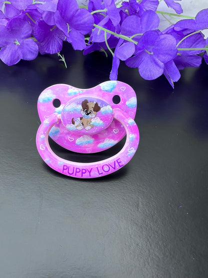 Hand painted Adult Pacifier - Puppy Love