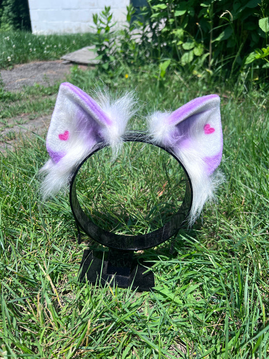 Purple Hearts Kitten Ears